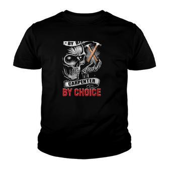American By Birth Carpenter By Choice Skull And Crossed Hammer Youth T-shirt - Thegiftio UK