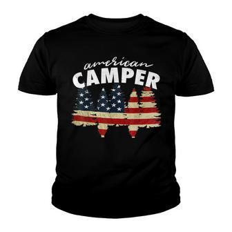 American Camper Us Flag Patriotic Camping T Youth T-shirt - Thegiftio UK