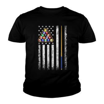 American Flag Billiard Vintage Pool Player Youth T-shirt - Thegiftio UK