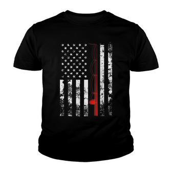 American Flag Fishing Rod Usa Patriotic Gift Youth T-shirt - Thegiftio UK