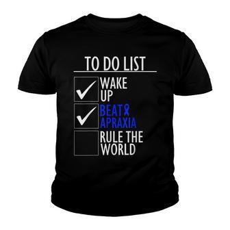 Apraxia Awareness To Do List Blue Ribbon Fighter Youth T-shirt - Thegiftio UK