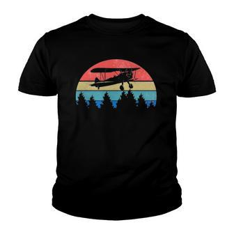 Aviator Pilot Vintage Bi-Plane Airplane Youth T-shirt | Mazezy