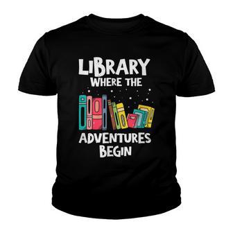 Awesome Library Where The Adventure Begins V2 Youth T-shirt - Thegiftio UK