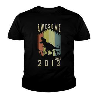 Awesome Since 2013 Dinosaur Boy 9 Years Old 9Th Birthday Youth T-shirt - Seseable