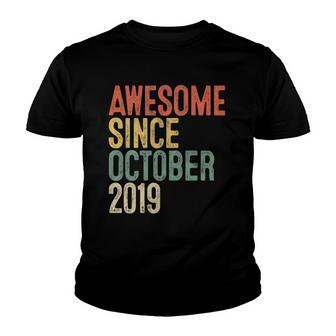 Awesome Since October 2019 3Rd Birthday Gift 3 Years Old Youth T-shirt | Mazezy