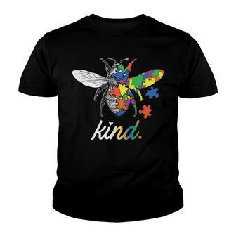 Bee Bee Bee Kind Beautiful Autism Awareness Gift Puzzl V2 Youth T-shirt - Monsterry