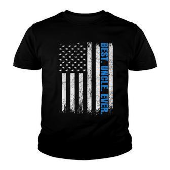Best Uncle Ever Usa Flag Fathers Day Police Blue Line Youth T-shirt - Thegiftio UK