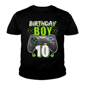 Birthday Boy 10 Video Game Controller Gamer 10Th Birthday Youth T-shirt - Seseable