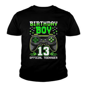 Birthday Boy 13 Years Old Video Game Bday Official Nager Youth T-shirt - Seseable