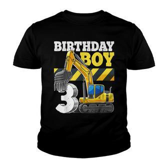 Birthday Boy 3Rd Birthday Excavator Construction Vehicle Youth T-shirt - Seseable