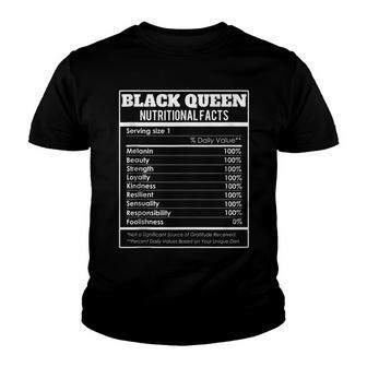 Black Queen Nutrition Facts - Proud Black Pride Woman Youth T-shirt - Thegiftio UK