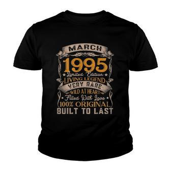 Born In March 1995 Vintage 27Th Birthday 27 Years Old Youth T-shirt | Mazezy