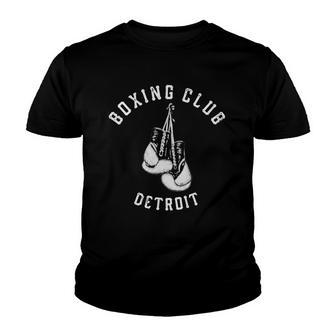 Boxing Club Detroit Distressed Gloves Youth T-shirt | Mazezy