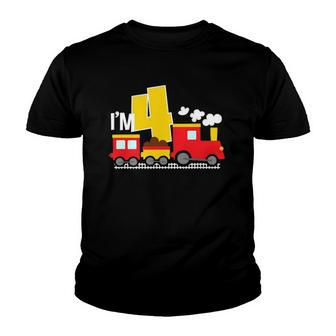 Boys 4Th Birthday 4 Years Old Gift Train Toddler Youth T-shirt | Mazezy