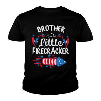 Brother Of The Little Firecracker 4Th Of July Birthday Party Youth T-shirt - Seseable