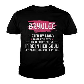 Brynlee Name Gift Brynlee Hated By Many Loved By Plenty Heart On Her Sleeve Youth T-shirt - Seseable