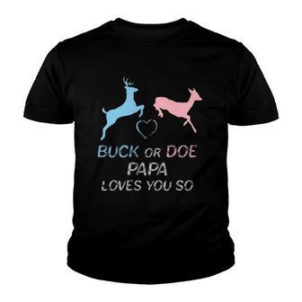 Buck Or Doe Baby Gender Reveal Papa Youth T-shirt - Thegiftio UK