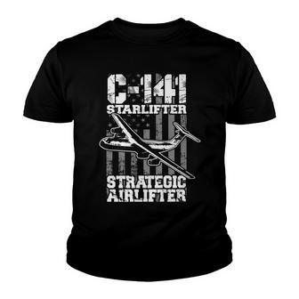 C-141 Starlifter C141 Strategic Airlifter Patriotic Us Flag Youth T-shirt - Thegiftio UK