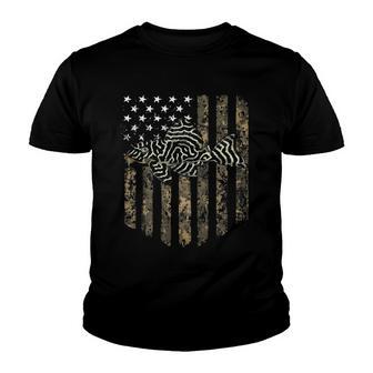 Camo American Flag Tiger Plecos 4Th Of July Aquarium Fish Youth T-shirt - Thegiftio UK
