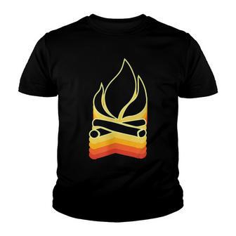 Campfire Camping Vintage Retro Rainbow Youth T-shirt - Thegiftio UK