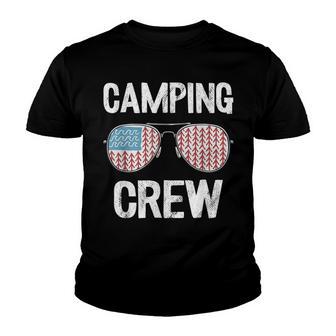 Camping Crew American Flag Matching Family Funny Outdoor Youth T-shirt - Thegiftio UK