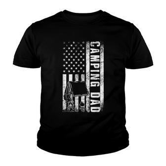 Camping Dad Usa Flag Camper Daddy Fathers Day Youth T-shirt - Thegiftio UK