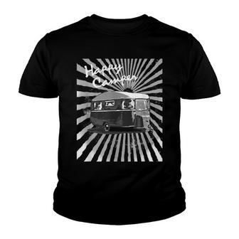 Camping Happy Camper Travel Trailer Rv Youth T-shirt - Thegiftio UK