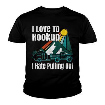 Camping Hookup I Hate Pulling Out Vintage Camper And Truck Youth T-shirt - Thegiftio UK