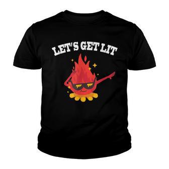 Camping Lets Get Lit Funny Dabbing Campfire Youth T-shirt - Thegiftio UK