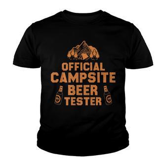 Camping Official Campsite Beer Tester Gift Quote Funny Youth T-shirt - Thegiftio UK