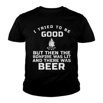 Camping Quote - Bonfire Was Lit And There Was Beer Youth T-shirt - Thegiftio UK