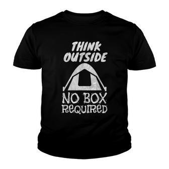 Camping Think Outside No Box Required Outdoor Nature Youth T-shirt - Thegiftio UK