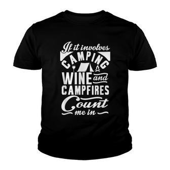 Camping Wine And Campfires Women Men T Youth T-shirt - Thegiftio UK