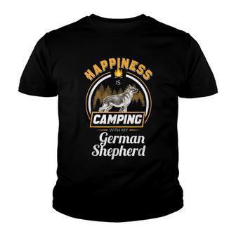 Camping With My German Shepherds Happiness Dog Owner T Youth T-shirt - Thegiftio UK
