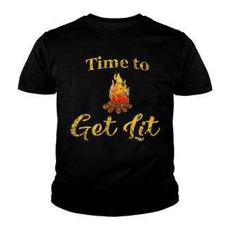 Camping Women Funny Men Time To Get Lit Gift Youth T-shirt - Thegiftio UK
