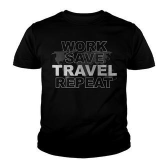 Camping Work Save Travel Repeat | Camping Lovers Gift Youth T-shirt - Thegiftio UK
