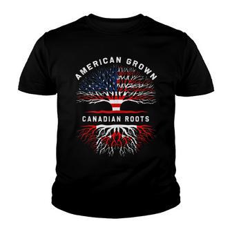 Canadian Roots American Grown Tree Family Heritage Youth T-shirt - Thegiftio UK