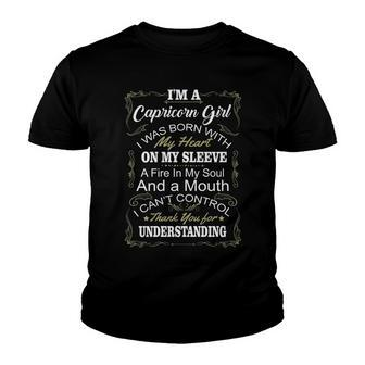 Capricorn Girl Capricorn Girl I Was Born With My Heart On My Sleeve Youth T-shirt - Seseable