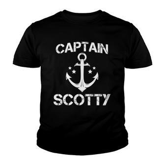 Captain Scotty Funny Birthday Personalized Name Boat Gift Youth T-shirt | Mazezy