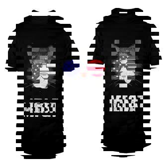 Cat American Flag Independence Day Mericat 4Th Of July Youth T-shirt - Seseable