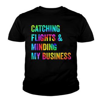 Catching Flights & Minding My Business Travel Lover Tie Dye Youth T-shirt - Thegiftio UK