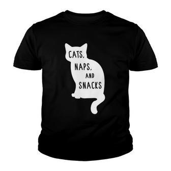 Cats Naps And Snacks Funny Kitty Yogagift Idea Youth T-shirt - Thegiftio UK