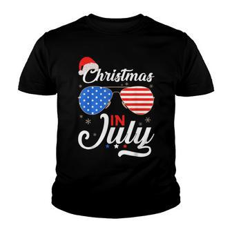 Christmas In July Funny 4Th Of July Beach Summer Christmas Youth T-shirt - Seseable