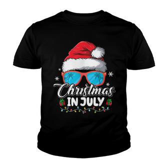 Christmas In July Santa Hat Sunglasses Summer Vacation Youth T-shirt - Thegiftio UK