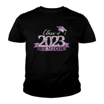 Class Of 2023 Senior I School Color Decoration Purple Black Youth T-shirt - Thegiftio UK