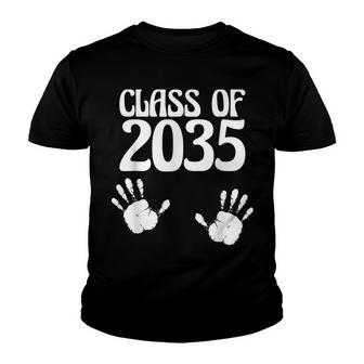 Class Of 2035 Grow With Me Handprints On Back K To 12 Youth T-shirt - Thegiftio UK
