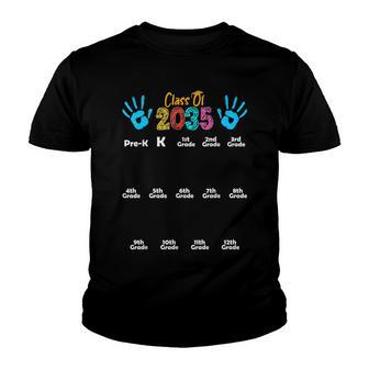 Class Of 2035 Kindergarten Graduation Grow With Me Handprint Youth T-shirt - Thegiftio UK