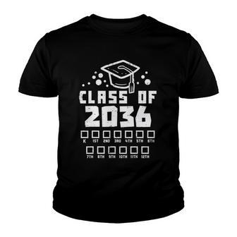 Class Of 2036 Checklist Kindergarten Graduation Grow With Me Youth T-shirt | Mazezy