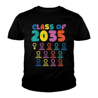 Colorful Class Of 2035 Checklist Kindergarten Grow With Me Youth T-shirt - Thegiftio UK