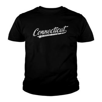 Connecticut Ct Vintage Sports Script Retro Tee Youth T-shirt | Mazezy